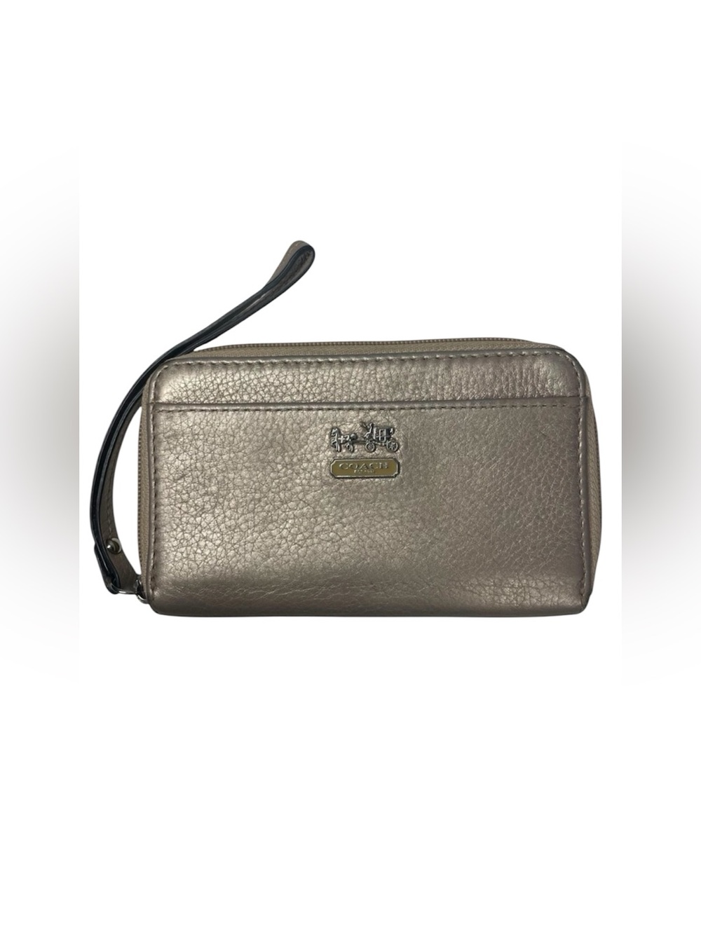 Coach Gold Leather Metallic Wallet Wristlet Zip-Around Small Clutch Handbag